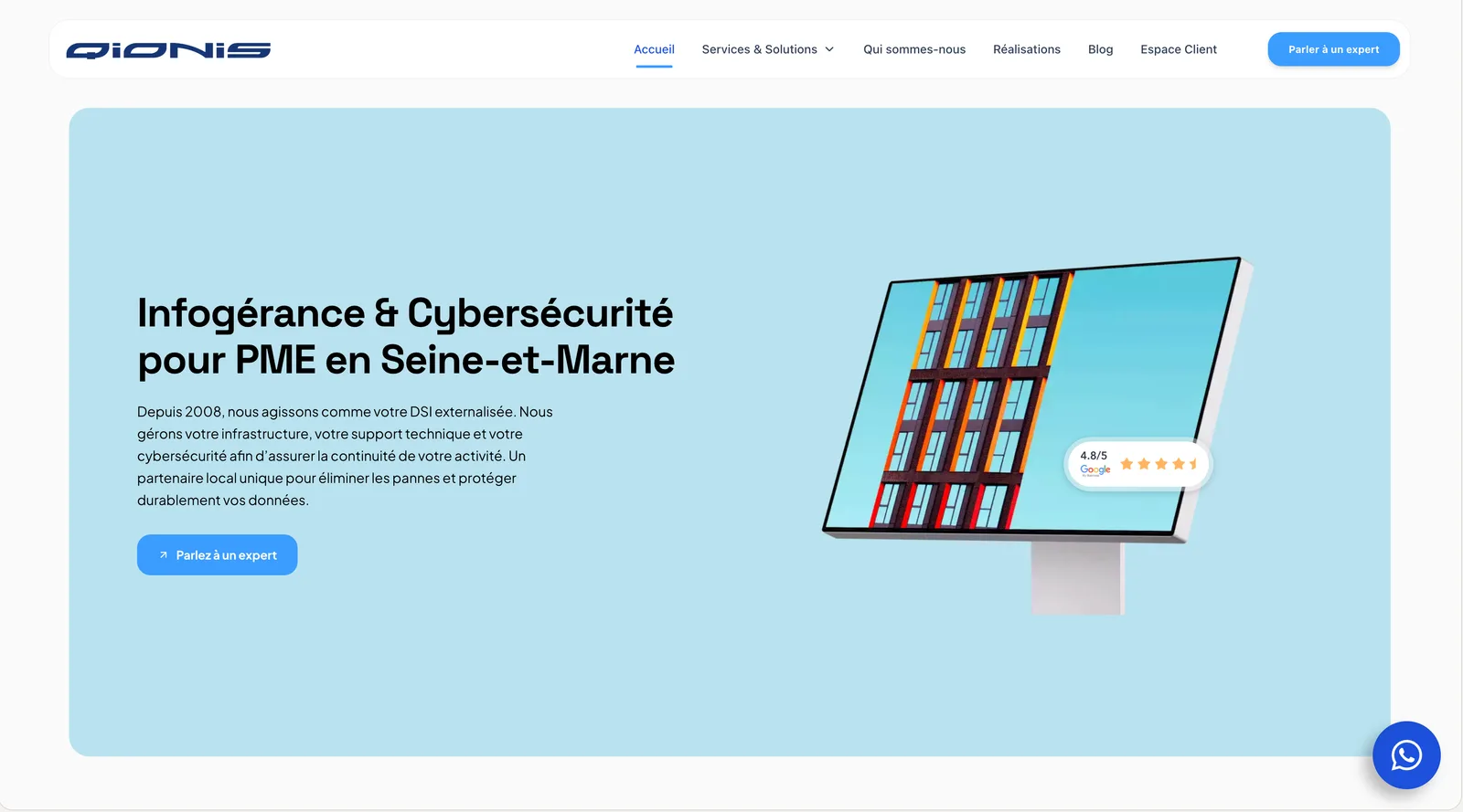 Le site réalisé par Ikovaline pour Qionis